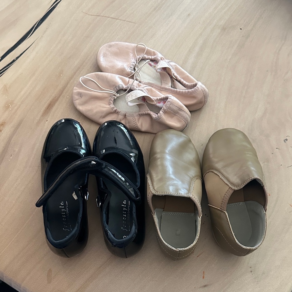 Dance Shoe Trio Lot - Black, Pink, Tan